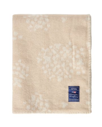 Lexington Blomster jacquard pledd i resirkulert ull, beige