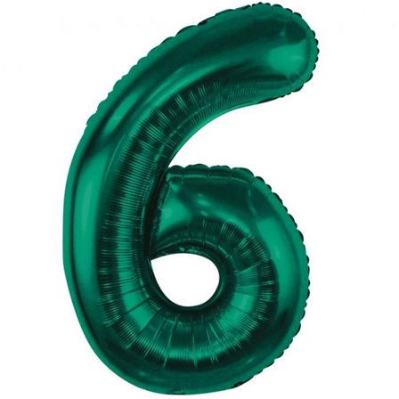 Sifferballong Grön 85cm "0-9" Siffra 6 - Partyninja.se
