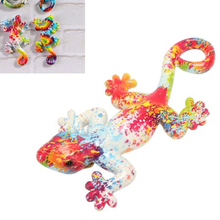 Gecko Väggdekor Ljusa Färger Färgbeständig Harts 5,9 tum Lång 3,1 tum Bred Ödla Trädgårdsskulptur för Dekoration Hus Kontor