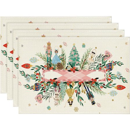 4 kpl Pöytäliina Pohjoismainen Joulu Pellava Alustat Ateria Alusta Sarjakuvaprintti Eristysalusta Pöytäalusta