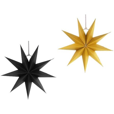 Julstjärna i papper, 2 st 9-uddiga stjärnor för dekoration