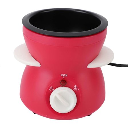 Elektrisk Fonduegrytesett 2 Varmeinnstillinger Støpejern Sjokoladefonduemaskin med 10 Gafler for Festkjøkken Rose Rød EU Plugg 220V[D]