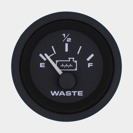 Medidor de tanque séptico Veethree Black Premier, sin empañamiento, Ø52 mm, 12 V, SW / USA, 240 - 33 Ω, negro