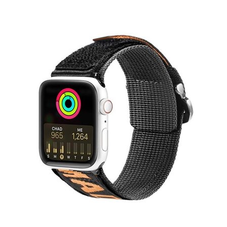 Dux Ducis ulkoiluhihna Apple Watch Ultra SE 1-9 (49, 45, 44, 42 mm) Nylon rannekoru Musta/oranssi