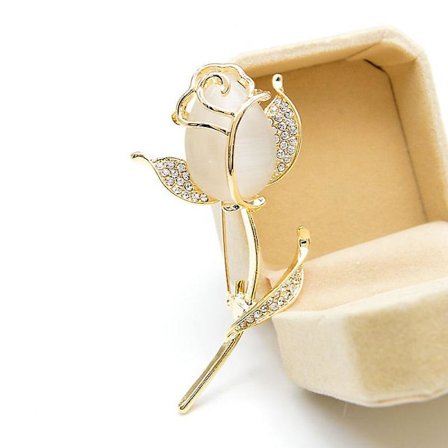 Opal Rose Blomster Broscher til Kvinder Tulip Mode Pin Elegant Rhinestone Brosche Smykker Høj Kvalitet