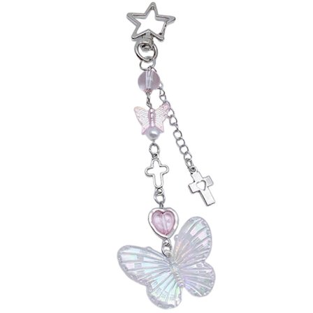 Y2K Stil Mobiltelefon Vedhæng Perlebesatte Telefonkæder Aftagelig Telefon Snor Stilfulde Telefonrem Dekorationer til Piger