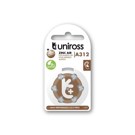 UNIROSS Batteri -Høreapparat batteri A312 - bliste, r med 6 batterier