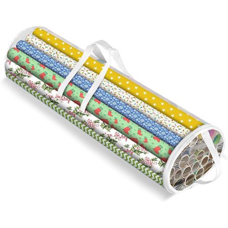 Sylindrisk oppbevaringspose - hvit og transparent, brukes til oppbevaring