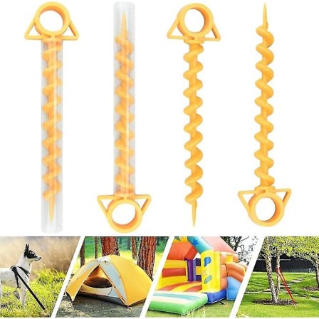 4 stk. Teltpløkker Strandpløkker Til Overdækning Skrue Jordankre Plastik Teltpløkker Hoppeborg Pløkker Kraftige Campingpløkker Til Camping, Markise, 