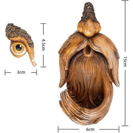 Puun Kasvojen Sisustus Lintulauta Ulkokäyttöön, Halloween Hauska Puun Kasvojen Ulkopatsaat Vanha Mies Puunhalaaja Kuoren Aave Kasvo
