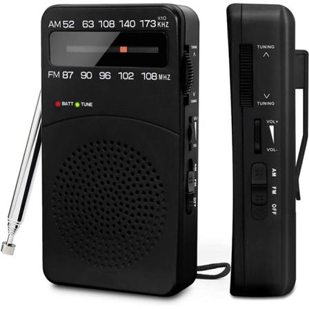 VHF/FM/AM radio batteridrevet liten, transistorradio verdensmottaker radio