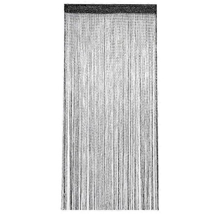 Trådgardiner, fransar, fransk dörr, gardinlängd 200 cm, 100x200 cm, svart, polyester