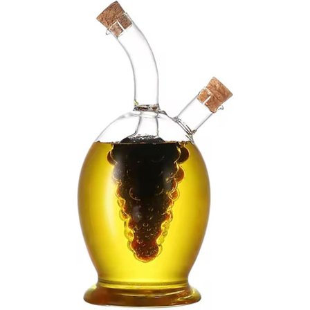 Olie- og eddike dispenserflaske, 2-i-1 olivenolie- og eddike dispensersæt med korkpropper, glasolie- og eddikeflasker til køkkenet