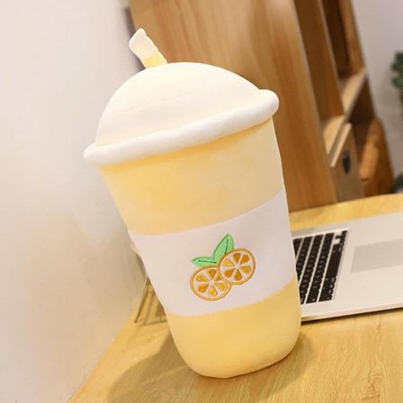 Søt Avokado Sitron Jordbær Te Drikke Plysjleketøy Fruktpute Kawaii Bubble Tea Pute Kreativ Dekorasjon 25cm (Tilfeldig farge)