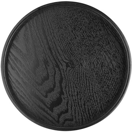 Träbricka Rund 24*2cm Svart Träbricka Rund Tebricka Hemmakontor Vardagsrum Matbricka