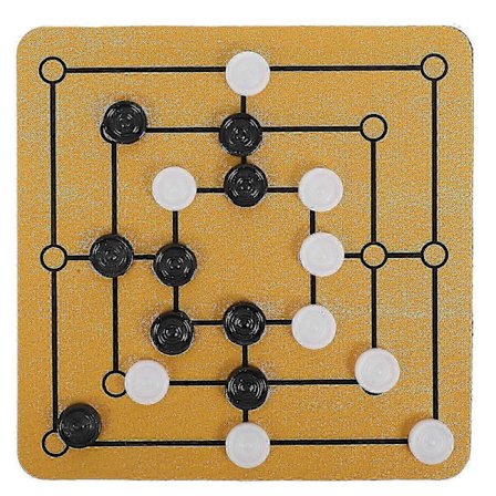 1 Sett Bærbart Sjakkbrett for Hjemmet Nine Mens Morris Brettspill Familiespill Bordplate Underholdningsspill Brett Desktop Sjakkbrettspill