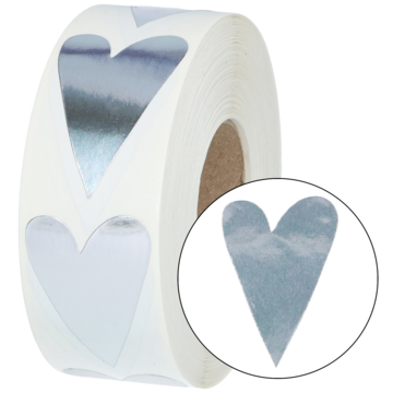 ETIKETT HJERTE SØLV RULL