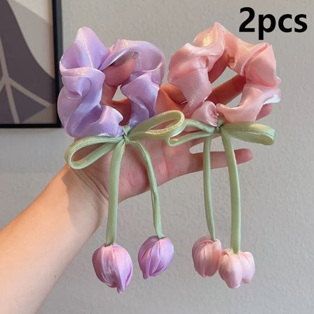 1/2/3 stk. Nye Søde Alsidige Tulipan Blomster Hårelastikker, High-End Hestehale Tilbehør