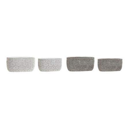 Krukset Dkd Home Decor Grå Cement Vit Virágok (20 X 11 X 10 Cm)