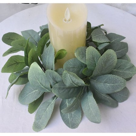 Simuleringskrans lysring yugali krans buksbom krans spisebord festdekorasjon krans, liten kaninblad blomst (papirring)