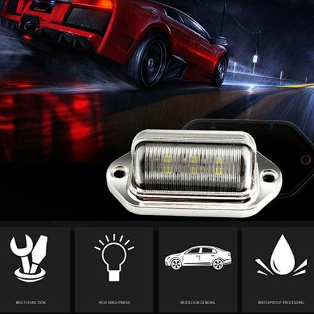 Chrome 6 LED Nummerplade Tag Light Lampe til Truck SUV Trailer