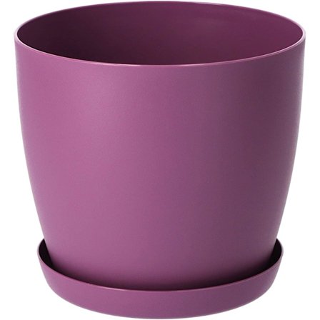 Blomsterpotter 6 farver 8 størrelser Matte Plastpotter Potte + Underkop Deko Lilla Mat, 12 cm)