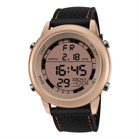 Tonåring Sport Electronic Watch Luminous Waterproof Armbandsur (svart + roséguld)