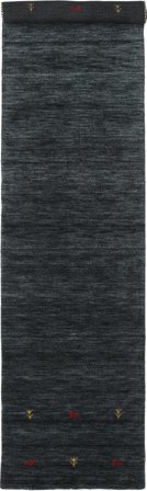 Gabbeh Loom Two Lines 80X350 Small Black/Grey Inca Runner Wool Rug