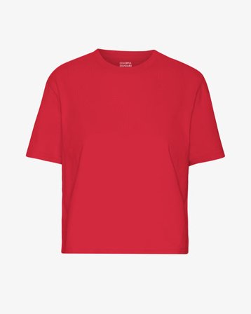 Organic Boxy Crop Tee - Scarlet Red