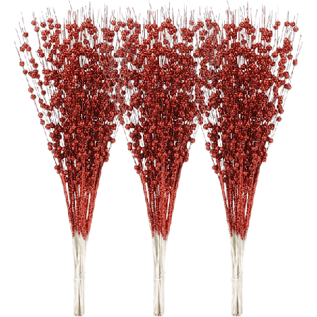 24-pack Konstgjorda Glitterbärgrenar, Dekorativa Pärlstänger