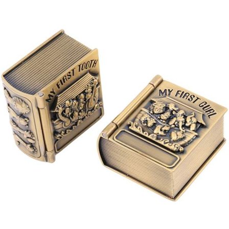 Metal Baby Mælketænder Opbevaringsboks Børns Tænder Personlig Retro Klassisk Opbevaring Mindeboks, 2 Stykker Serie, Guld