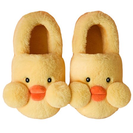 Damesko, andslipper, andefutter, dyresko, plysko, bløde plys vinter varme hjemmesko, bomuldssko (gul)