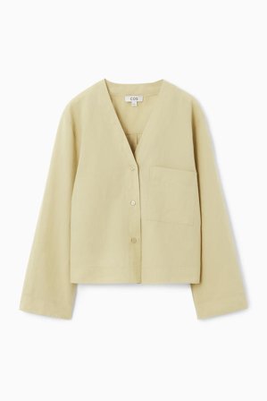 COS Damen Leinenbluse Mit Ausgestellten Ärmeln - Beige