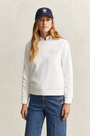 GANT Damen Tonal Rundhals-Sweatshirt (XXS) Weiß