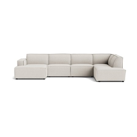 Lyon U-sofa, venstrevendt, Modesto Creme - 368x218x80cm - Stor U-formet hjørnesofa med chaiselong & ekstra siddepladser - Perfekt til stuen