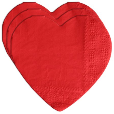 Hjärtan Pappersservetter Röd 33 cm 16-pack