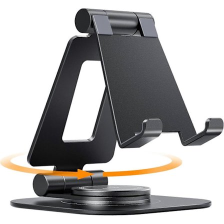 Desktop Aluminium Telefonholder i Sort - 360° Rotation