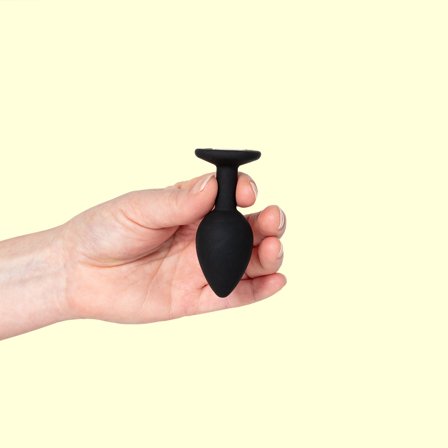 Liten silikonplugg med vacker sten - svart/transparent - Vuxen.se - Analsex för nybörjare