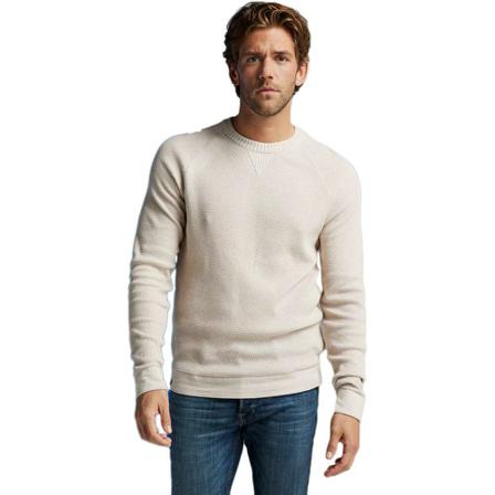 Cast Iron, R-neck cotton sweater Beige, Heren, Maat:XL