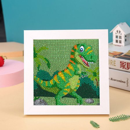 Dinosaurie Diamantmålning Barn Katt, 18 x 18 cm 5D DIY Broderi