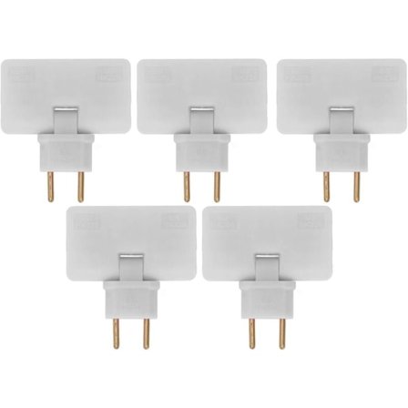 5 stk. flat kontakt trådløs stikkontakt 180 graders rotasjon 1 til 3 EU-stikkontaktadapter 110-250V for plassering bak møbler.