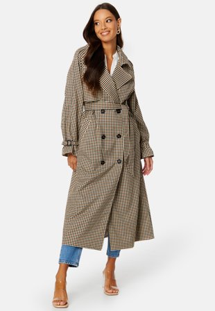 ONLY Chloe DB Trenchcoat Rubber Checks:BLACK Klær