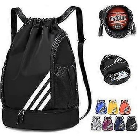 Vattentät Dragsko Ryggsäck Sport Gymväska med Skofack, Vattentät Dragsko Ryggsäck för Män Kvinnor