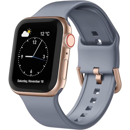 Apple Watch-rem, blød silikone sportsarmbånd, udskiftningsrem, egnet til hele Iwatch-serien (blå-grå 38/40/41 mm)
