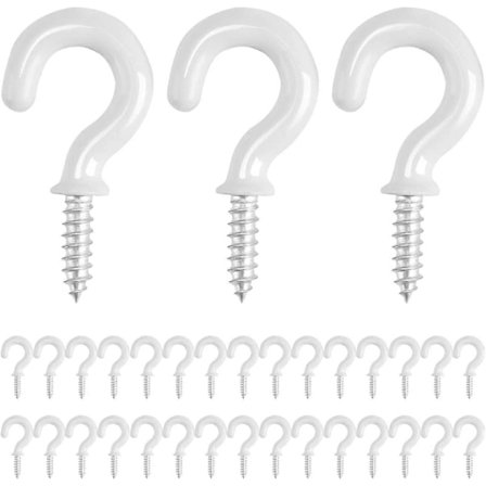 30 stk. hvide skruekroge, 1/2 tomme loftskroge til skruning