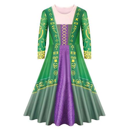 4-11 år Barn Flickor Hocus Pocus 2 Winifred Sanderson Witch Cosplay Klänning 4-5Years