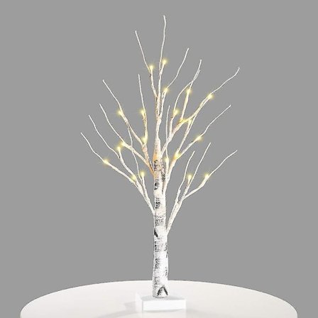 Birketræ Varm Hvid Lys Op Birketræ Bordplade Lille Led Dekorativ Grenlampe