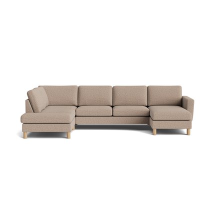 Haven U-sofa, højrevendt, Puente Greige - Rummelig U-formet sofa med slidstærkt betræk - 206x327x86cm - Perfekt til afslapning og underholdning