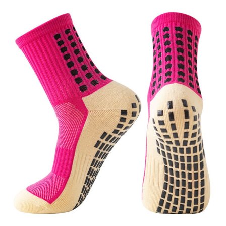 Mid-calf skridsikre sokker, åndbare sportssokker til mænd og kvinder, Pink