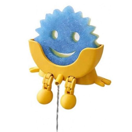 Svamp Holder med Drenering 3D-printet Scrub Daddy Holder Morsom Svampstativ for Kjøkkenvask Benkeplate Svampholdere